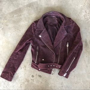 BlankNYC Suede Moto Jacket in Burgundy